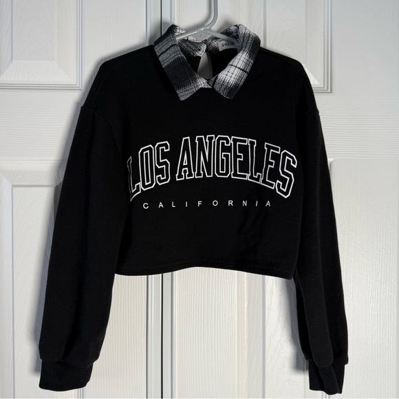 Shein Kids Los Angeles Black Cropped Sweatshirt - Picture 1 of 3